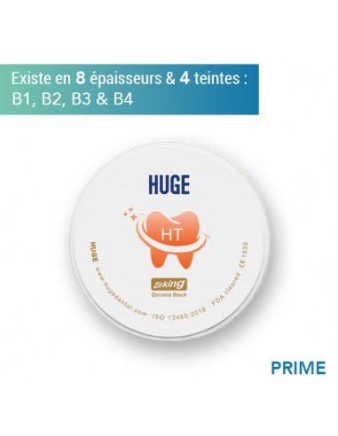 Disque de zircone prime à haute translucidité (HT) - Teintes B1, B2, B3 & B4 - 8 épaisseurs - HUGE basket pas cher