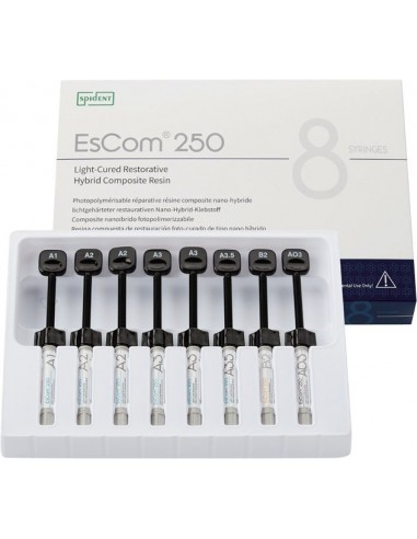 Escom 250 - 8 seringues de 4g Résine composite nano-hybride restauratrice photopolymérisable - Spident pas cher